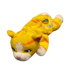 Lisa Frank Sunflower Striped Cat Beanie Plush